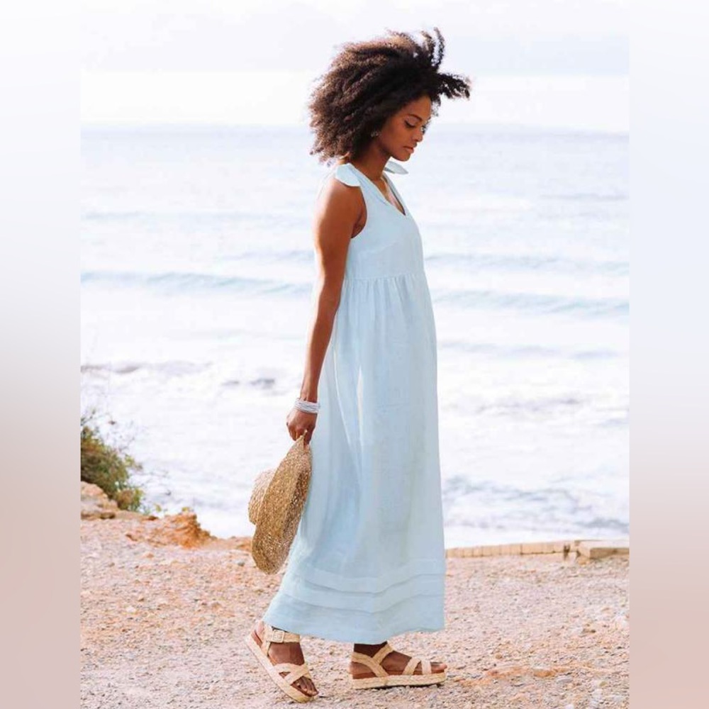 MAGIC LINEN DUSTY BLUE ANDROS DRESS